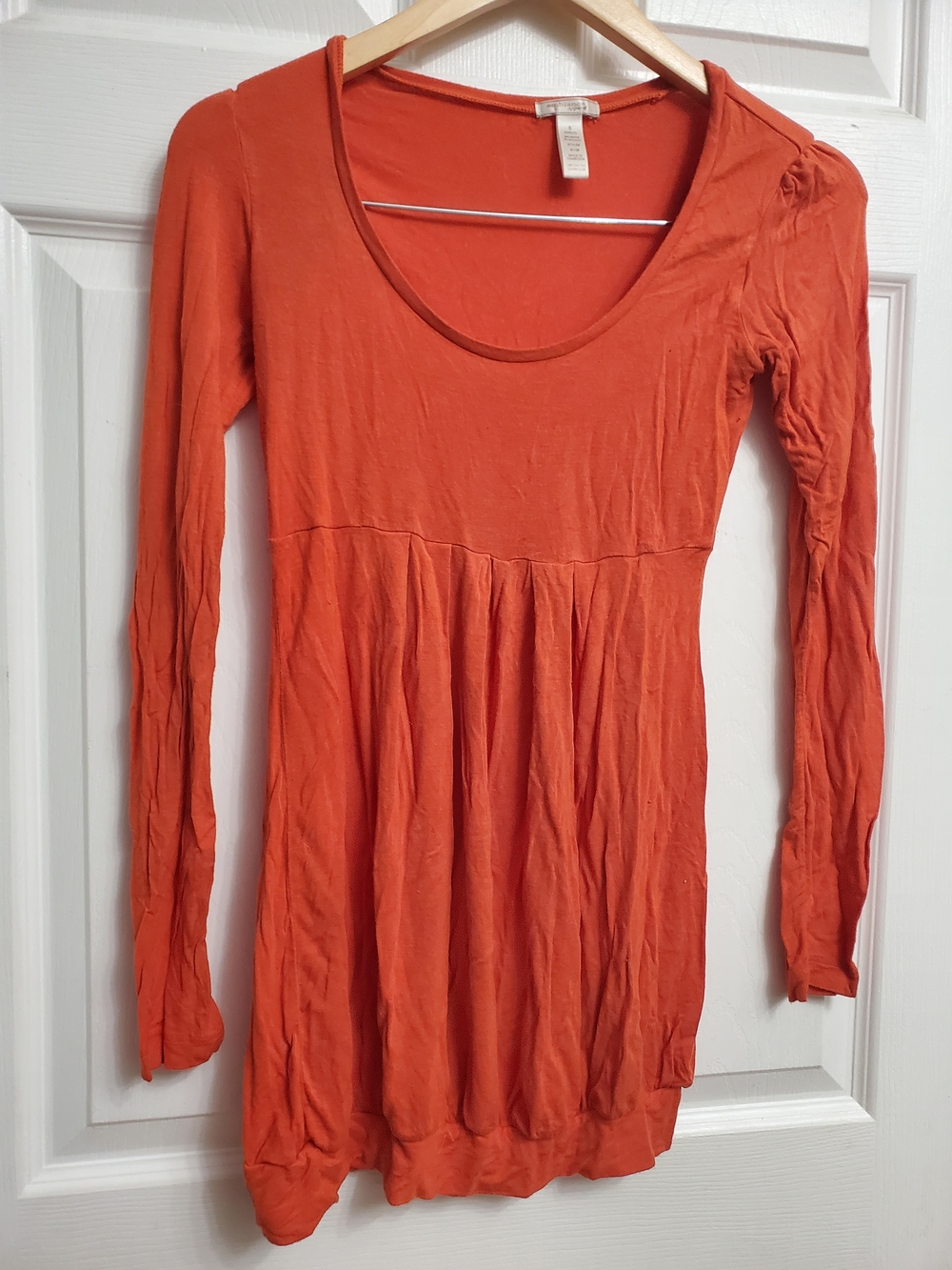 Ambiance Apparel Orange Long Sleeve Scoop Neck Empire Shirt - SIZE S